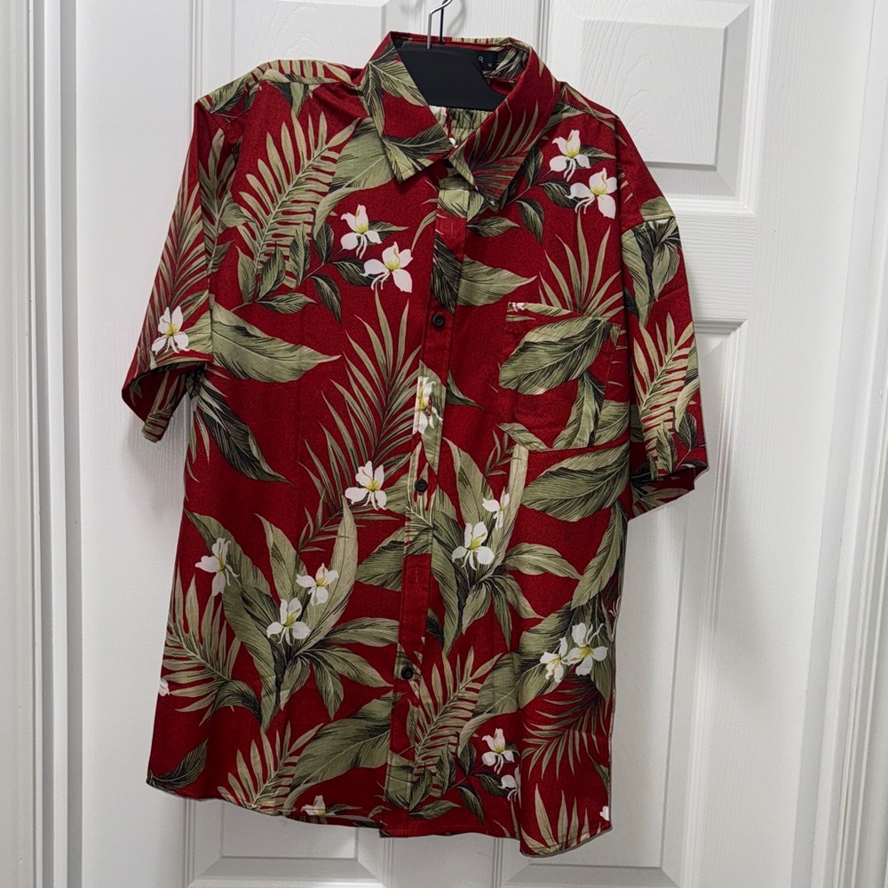 Men's Red Floral Button Down Shirt